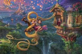 Belle and the beast gaze into each other's eyes as a scenic backdrop unfolds behind them, complete with rainbow arching across the sky. Winner Announced Thomas Kinkade Studios Beauty And The Beast S Winter Enchantment Sweepstakes Inside The Magic Kinkade Disney Thomas Kinkade Disney Thomas Kinkade Disney Puzzles