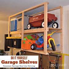 Cabinets are great for storing things and keeping the garage neat and tidy. Diy Garage Storage Ceiling Mounted Shelves Giveaway