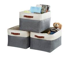 You can store a whole bunch of household odds & ends in this basket and still maintain a uniform decor at home. Beige White Cube 13 X 13 X 13 4 Pack Collapsible Sturdy Cationic Fabric Storage Basket Cube W Handles For Organizing Shelf Nursery Home Closet Decomomo Foldable Storage Bin Storage Organization