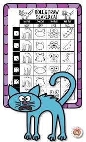 Roll Draw Scared Cat Art Worksheets Drawing Games For Kids Fall Drawings