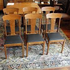 Set Of 6 Early 1900 S Oak T Back Dining Chairs Dining Chairs Craftsman Furniture Chair