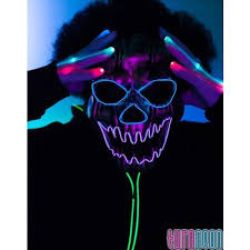 Light Up Glow Edm Big Terror El Wire Led Rave Mask For Halloween Led Liked On Polyvore Featuring Home Home Decor Ho Light Up Costumes Rave Mask El Wire