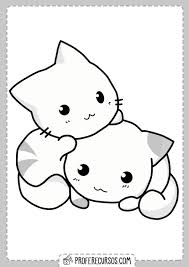 Gatos Kawaii Para Colorear