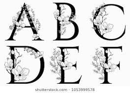Available in an assortment of colors, every uppercase letter is formed from branches and floral vines teeming with colorful flowers. Vector Hand Drawn Floral Uppercase Letters Monograms Or Logo Uppercase Letters A B C D E F With Flowers And Flower Drawing How To Draw Hands Floral Font