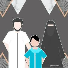 Gambar kartun muslimah berhijab lucu, cantik terbaru dengan pakaian syar'i berhijab bercadar dan berkacamata. Keluarga Islami Kartun Avatar Ilustrasi
