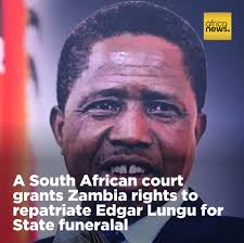 A South African court has ruled in favor of the Zambian government,  allowing the repatriation of former President Edgar Lungu's remains—despite  his family's objections. ➡️ https://l.africanews.com/Mcv