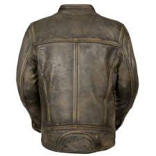 Milwaukee Leather Mens Brown Distressed Scooter Jacket