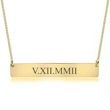 Amazon.com: Roman Numeral Bar Necklace - Personalized Horizontal Bar  Pendant - Gift for Her Wife, Girlfriend - Engraved Jewelry - Available in  Silver, Gold, Rose Gold : Handmade Products