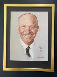 NORMAN ROCKWELL + Beautiful Signed Print + Dwight D. Eisenhower + Brand New  Frame + Signed + Buy It Now !