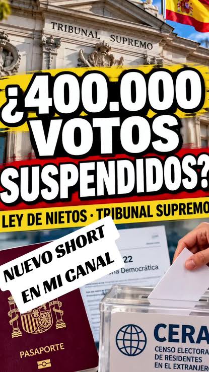 🚨 ¿400.000 españoles sin derecho a voto por la LEY DE NIETOS? ⚖️ El  Tribunal Supremo ha intervenido en las inscripciones del censo electoral  exterior (CERA). Pero cuidado: ¡suspender cautelarmente el ...