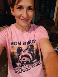 It says, " Yorkie Mom, like a regular mom, only cooler." 🐶😍 Thanks to  @brookedenia25 and the grands, this was my Mother's Day gift. #loveit❤️  #grandmothersofinstagram #mimisofinstagram