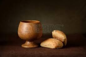 Resultado de imagen de imagen de un pedacito de pan y una copa de vino cena del Seor