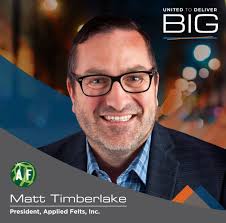 Exciting News! Matt Timberlake, an industry veteran, is set to lead Applied  Felts Inc. as President after our recent acquisition. Matt has been  instrumental in the progress Vortex Companies has made in