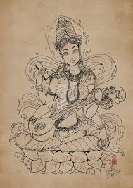 A collection of saraswati puja pictures, images, comments for facebook, whatsapp, instagram and more. Saraswati Line Art By In Sine Art Hinduism Art Line Art