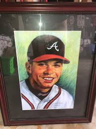 Chipper Jones Atlanta Braves HOF Signed Litho Print Framed 16x20