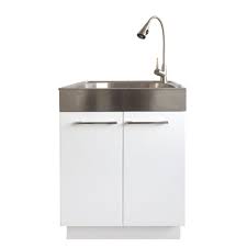 Many materials to choose from some of the most popular choices for kitchen sink materials are stainless steel, acrylic and granite. Presenza All In One 24 2 In X 21 3 In X 33 8 In Stainless Steel Laundry Sink And White 2 Door Cabinet Ql037 The Home Depot Laundry Sink Laundry Room Sink Laundry Room Storage