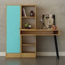 Fly Kitaplikli Mavi Boyali Kapakli Kalemlikli Calisma Unitesi Study Room Decor Kitchen Furniture Design Computer Desks For Home