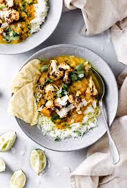 Vegan Butternut And Lentil Curry With Cumin Roasted Cauliflower Cupful Of Kale