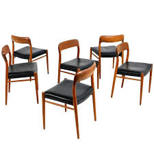 Set Of Six Danish Modern Niels Moller Mod 75 Dining Chairs Teak And Leather Chair Dining Chairs Teak Chairs