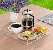 NIUBEE Clear Serving Tray 15x15 Inches - Spill-Proof Acrylic Organizer with  Handles for Coffee Table, Ottoman & Countertop | Decorative Tray for ...