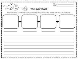 After Discussing Food Chains Students Will Draw And Write About A Food Chain Encourage Students To Use Ac Writing Activities Food Chain Food Chain Activities