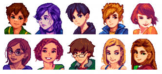 Has The Bachelors And Bachelorettes With All There Little Expressions And Event Images Makes The People Look Differ Stardew Valley Valley Pixel Art Characters