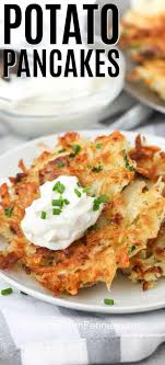 This Easy Potato Pancake Recipe Is So Versatile You Can Serve Them With Anything They Are Perfectly Homemade Potato Pancakes Potato Pancakes Breakfast Dishes