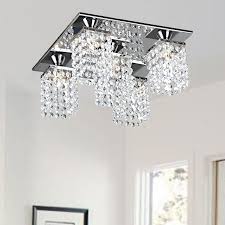 Shop Silver Orchid Tracy 5 Light Crystal Square Flush Mount Chandelier N A Overstock 20253970