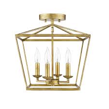 Ponce City 4 Light Semi Flush Pendant Gilded Gold Or Pendant In 2020 Semi Flush Ceiling Lights Semi Flush Lighting Lantern Style Lighting