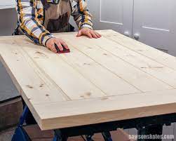 Diy horseshoe bar table this horseshoe bar table is made from pine wood, wood stain, polyurethane, and sandpaper. Diy Farmhouse Table Top The Right Way Saws On Skates