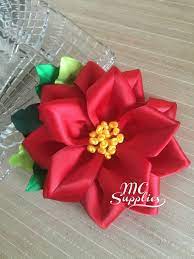 Poinsettia Flowerkanzashiflower Appliqueflower For Etsy Flower Hair Bows Poinsettia Flower Poinsettia