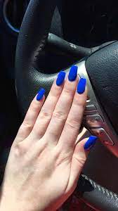 Blue Nails Bluenails Graduation Nails Acrylic Nails Coffin Short Blue Coffin Nails