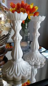 Because of the economic conditions at the moment, the glass was often shoddily made, with visible marks and mistakes. 10 Pv Portieux Vallerysthal Opaline Milk Glass Candle Holders French Country Milk Glass Decor Milk Glass Candle Milk Glass Candle Holder