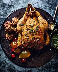Roast Stuffed Chicken With Mustard Fruits And Green Sauce Recipe |  Delicious. Magazine