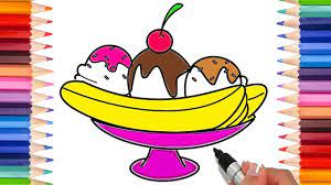 How To Draw A Banana Split | Coloring Pages For Kids! | Learn To Draw! -  Youtube