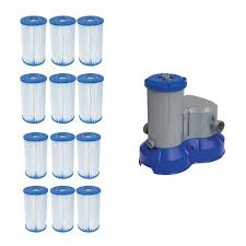 Bestway Pool Blue Filter Pump Replacement Cartridge 12 Pack Above Ground Pool Filter Pump Pool Filters In Ground Pools Bestway