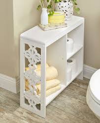 White Slim Side Table With Cutout Accents The Lakeside Collection Slim Side Table Side Table With Storage Accent Storage