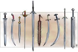 Swords Of Mystara From Left To Right Ostland Broadsword Traladaran Kilij Thyatian Gladius Belcadiz Rapier Klantyre Cl Long Sword Claymore Interesting Things