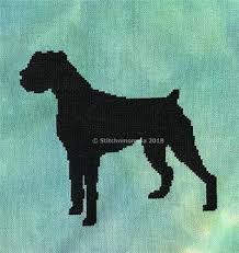 Boxer dog cross stitch patterns. Dog Silhouette Boxer Cross Stitch Pattern
