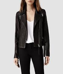 Womens Alford Leather Biker Jacket Black Allsaints Com Leather Jackets Women Fashion Autumn Outwear
