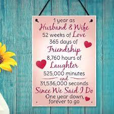 If you're reading this paper anniversary gift article then it likely means a whole year has flown by since tying the knot. Meijiafei 1st Wedding Anniversary Plaque Sign Husband Wife Sign For Her Women Man Husband Signs 8 3 X 11 7 Plaques Signs Aliexpress