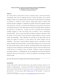 Sekarang dengan kemajuan teknologi pendidikan, minat masyarakat menuntut ilmu sangat tinggi. Pdf Challenging Task Of Human Resource Department In Micro Finance Institutions