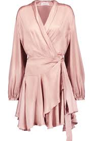 Zimmermann Ruffled Washed Silk Wrap Mini Dress Modesens Silk Wrap Dresses Mini Wrap Dress Zimmerman Dress
