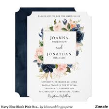 Navy Blue Blush Pink Rose Boho Wedding Invitation Zazzle Com Wedding Invitations Boho Wedding Invitations Fun Wedding Invitations