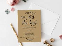 Printable Elopement Announcement Rustic We Tied The Knot Invitation We Eloped Annoucement Elopement Invitation Reception Invitation Reception Invitations Elopement Invitation Elopement Announcement