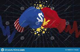Statistics Fighting With Gloves And Punch During Trade War War Trading Vector Illustration