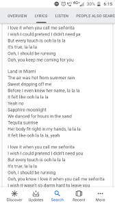Senorita Lyrics Lyrics Song Lyrics My Love
