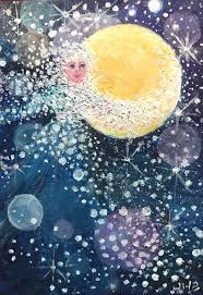 Double Aceo Nfac Original Winter Theme Winter Spirit 3 5 X 5 Snow Cold Moon Art Cold Moon Winter Theme Moon Art