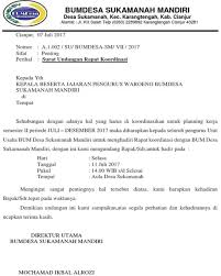 Contoh surat undangan rapat semi block style contoh surat. 20 Contoh Surat Undangan Rapat Musyawarah Desa Kumpulan Contoh Surat