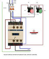 This articles covers working and the relays and contactors: Electrical Diagrams Relay Contactor With Push Button On Off Control Electrical Circuit Diagram Electrical Projects Basic Electrical Wiring